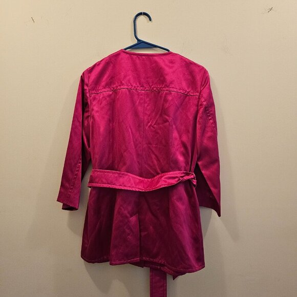 Doncaster‎ Fuchsia Silk Blend Casual Belted Jacket Hidden Buttons Size 6 - Picture 2 of 9